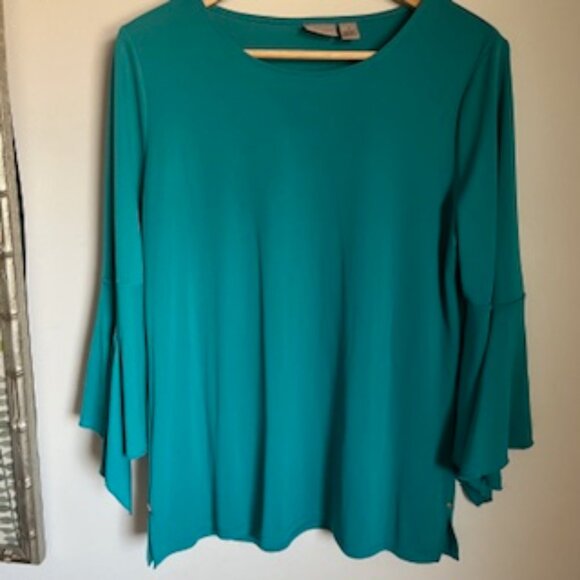 🧡3/15 Easywear by Chico's Flutter Sleeve Tunic Shirt Women's 1 (US 8-10) - Picture 1 of 11